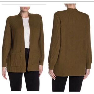 Madewell Nolan Cardigan Ribbed Sweater S Green brown